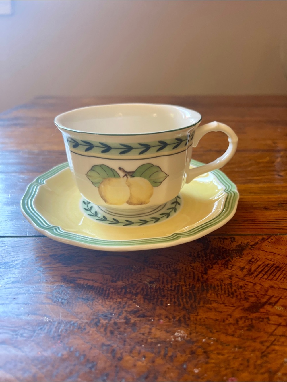 Villeroy & Boch French Garden Teacup/Saucer in Fruit Motif.   Porcelain.